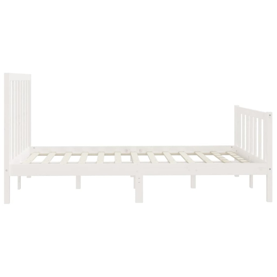 Estructura de cama de madera maciza blanca 140x200