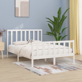Estructura de cama madera maciza blanca 120x200