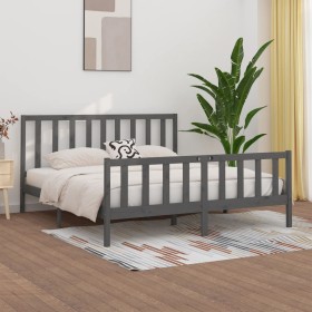 Estructura de cama de madera maciza gris 200x200