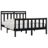 Estructura de cama de madera maciza negra 140x200