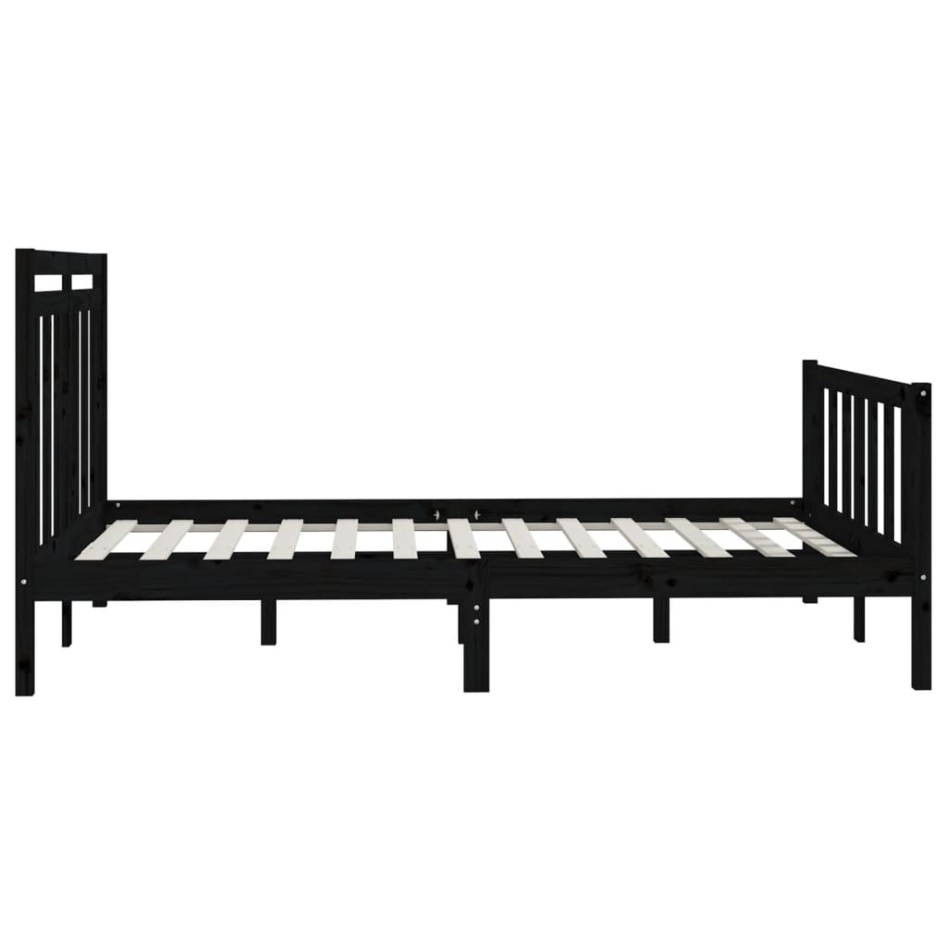 Estructura de cama de madera maciza negra 140x200