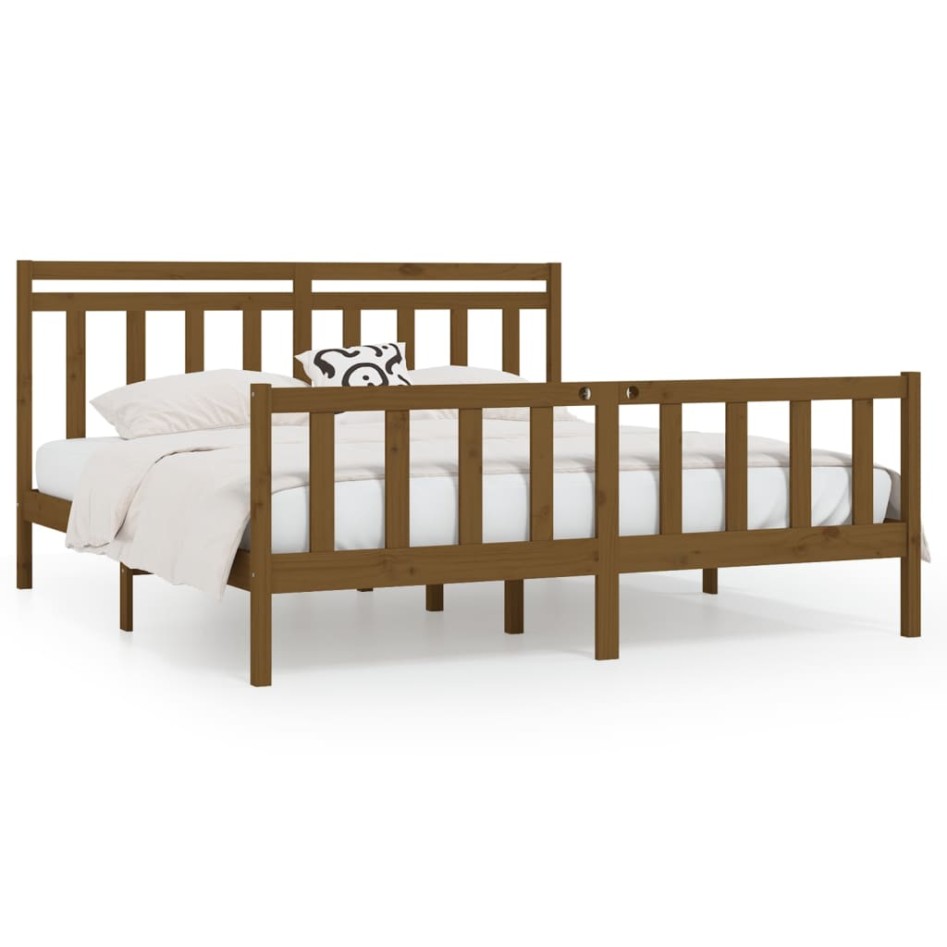 Estructura de cama madera maciza marrón miel 200x200