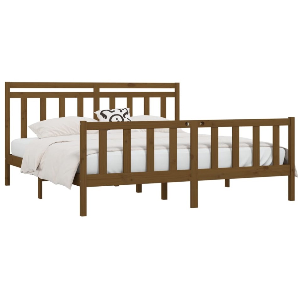 Estructura de cama madera maciza marrón miel 200x200