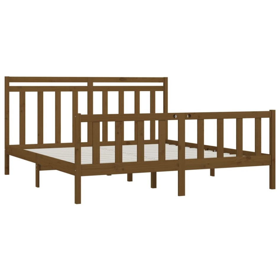 Estructura de cama madera maciza marrón miel 200x200