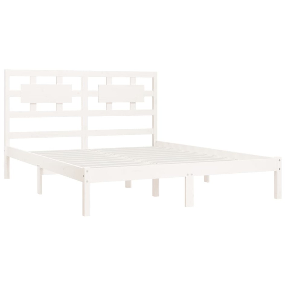 Estructura de cama madera maciza blanco Super King 180x200