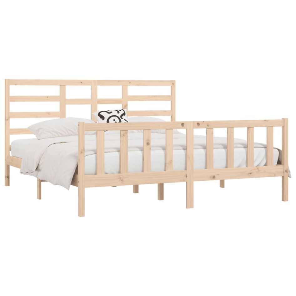 Estructura de cama de madera maciza de pino 200x200