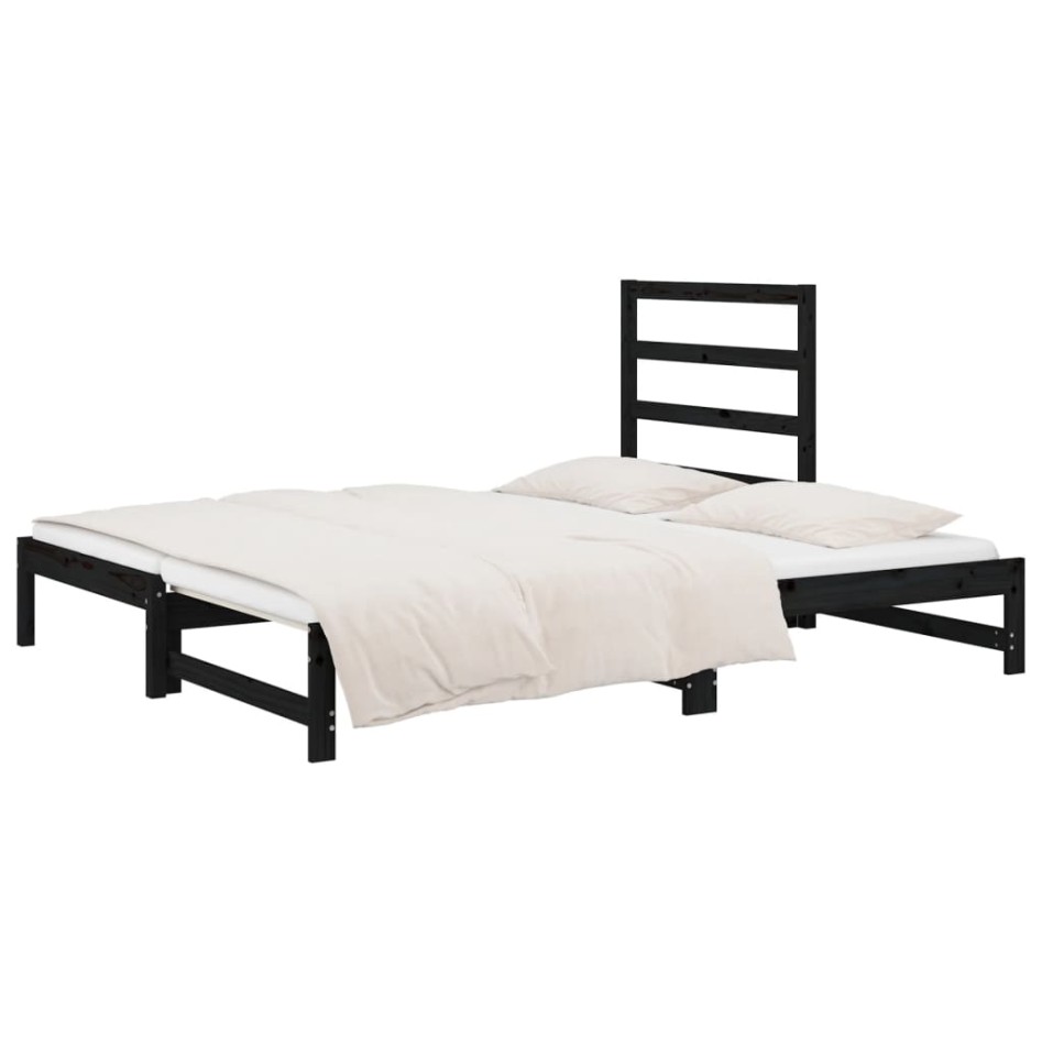 Sofá cama extraíble madera maciza de pino negro 2x(90x190)