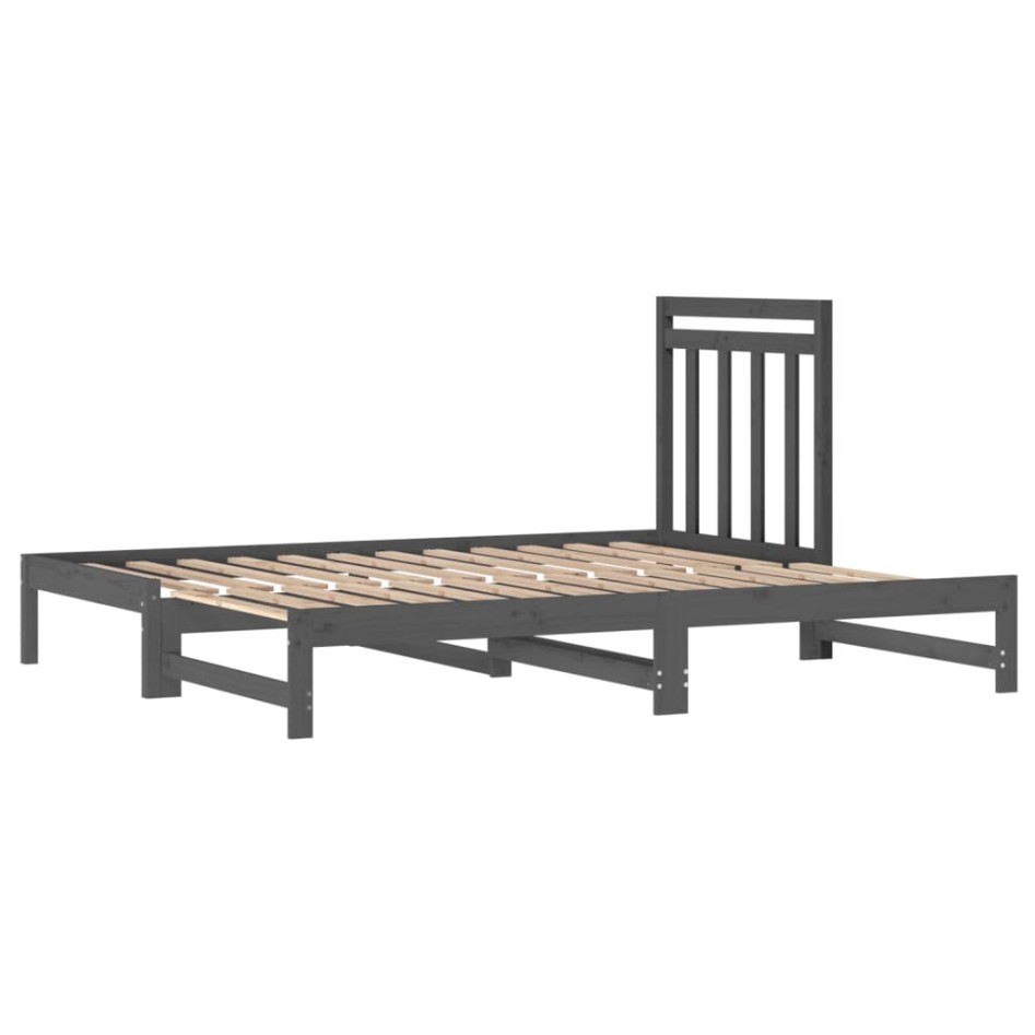 Sofá cama extraíble madera maciza de pino gris 2x(90x200)