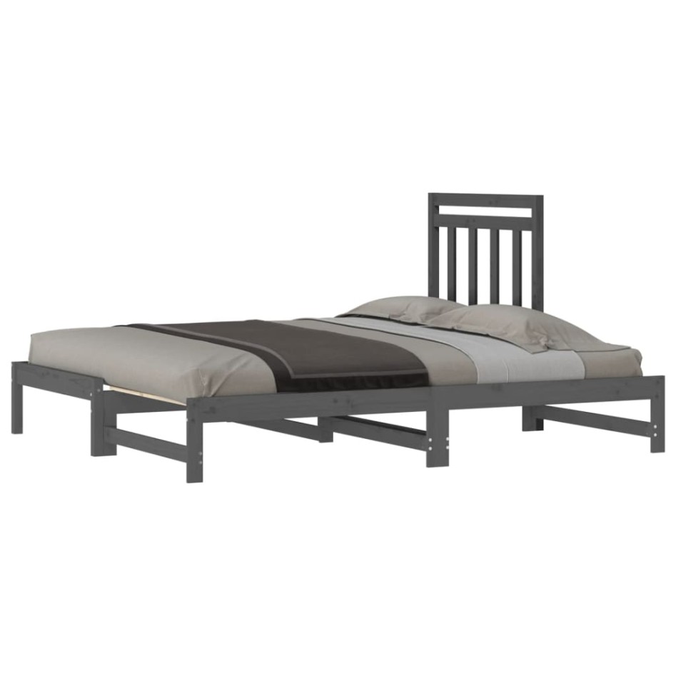 Sofá cama extraíble madera maciza de pino gris 2x(90x200)