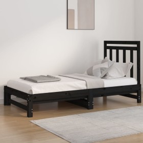 Sofá cama extraíble madera maciza de pino negro 2x(90x190)
