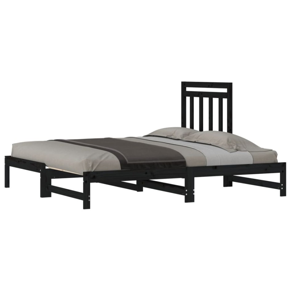 Sofá cama extraíble madera maciza de pino negro 2x(90x190)
