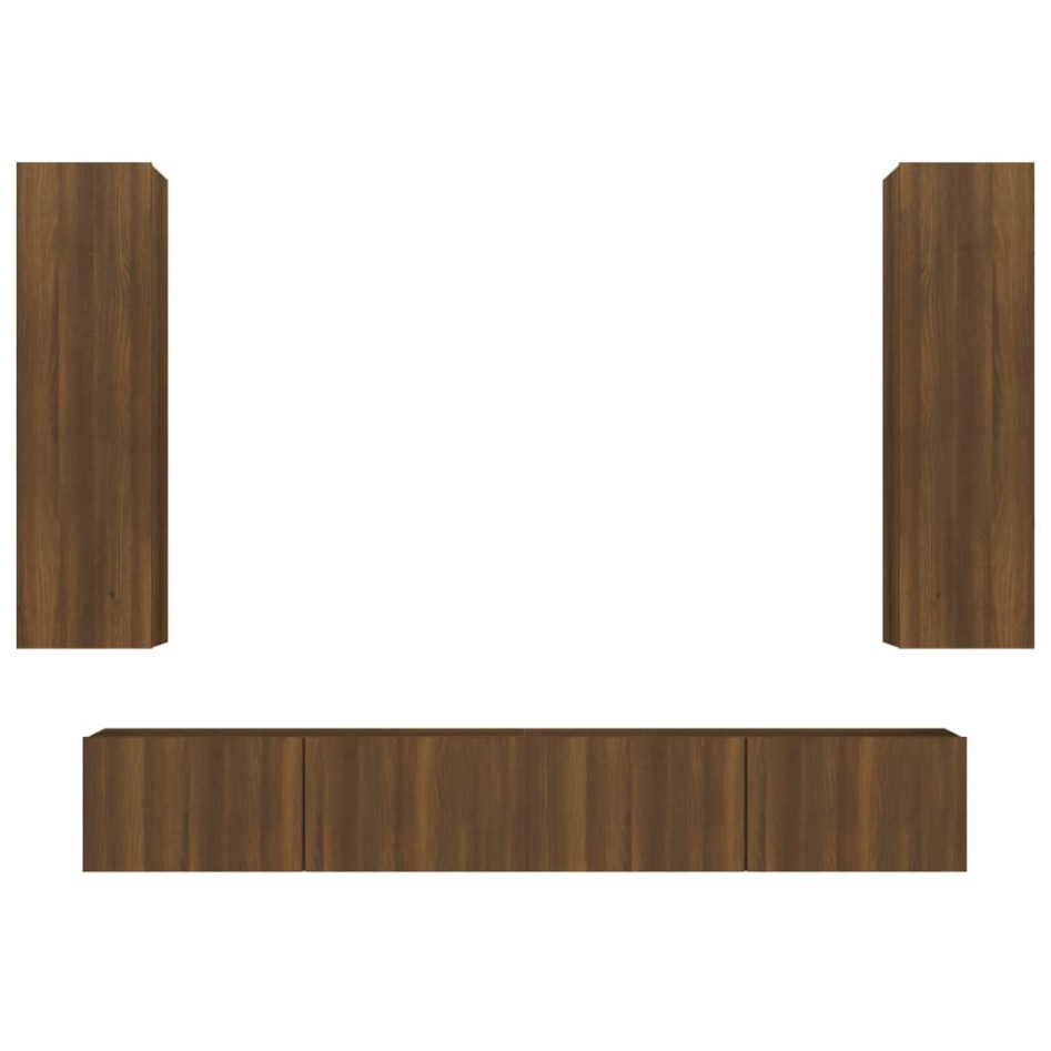 Set de muebles para TV 4 pzas madera contrachapada marrón