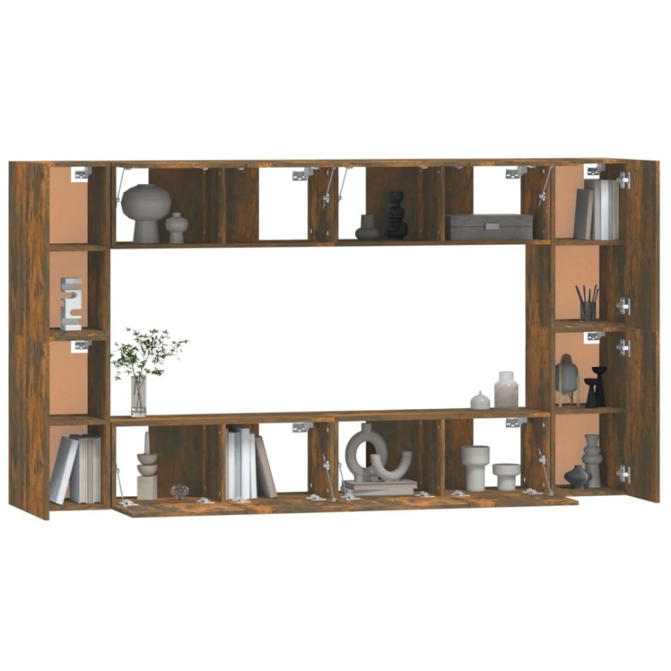 Set de muebles de TV 8 pzas madera contrachapada roble