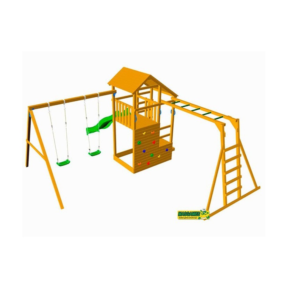 Parque Infantil Teide columpio doble y escalera mono