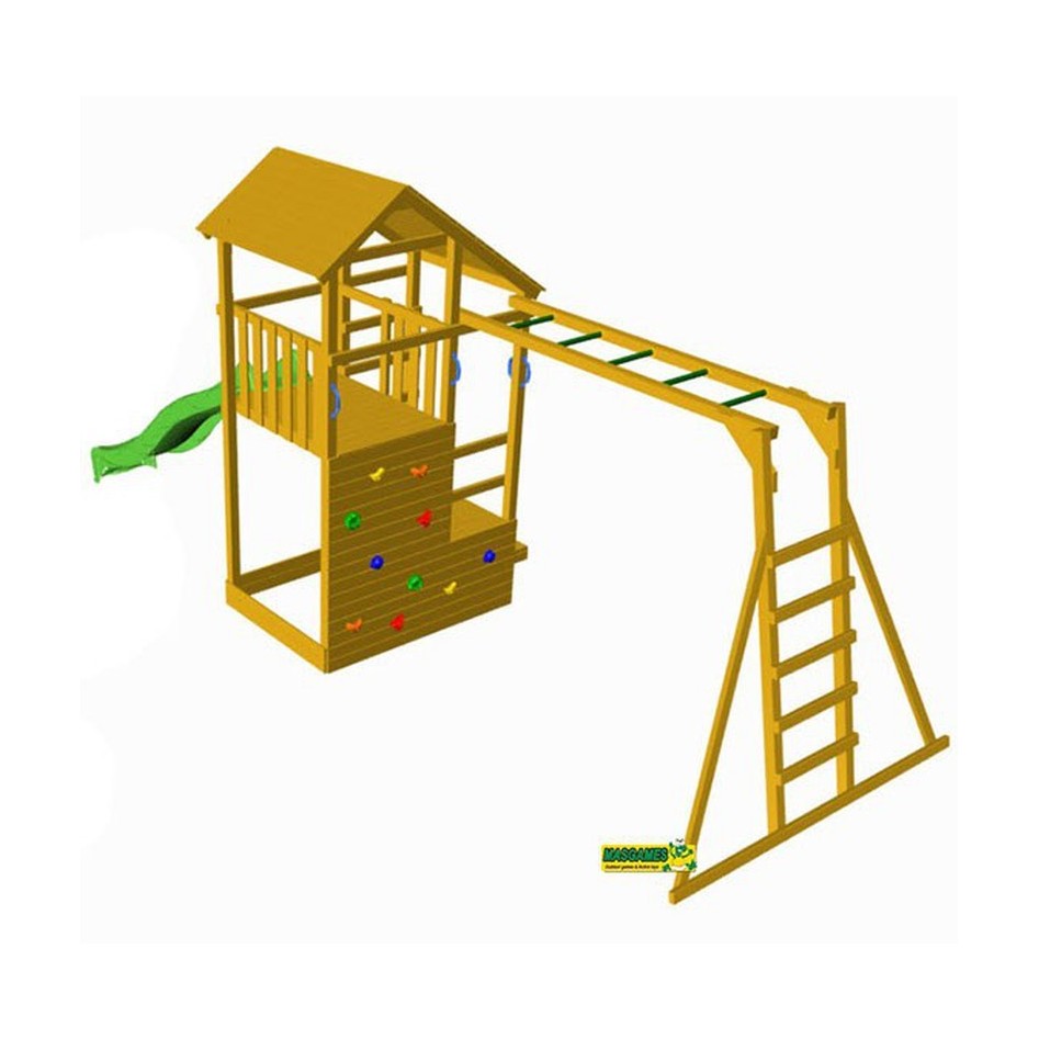 Parque Infantil Teide columpio doble y escalera mono