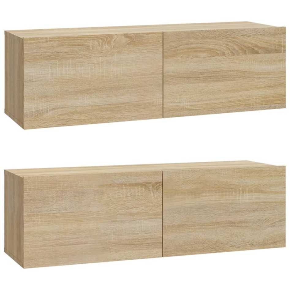 Set de muebles para TV 4 pzas madera contrachapada roble