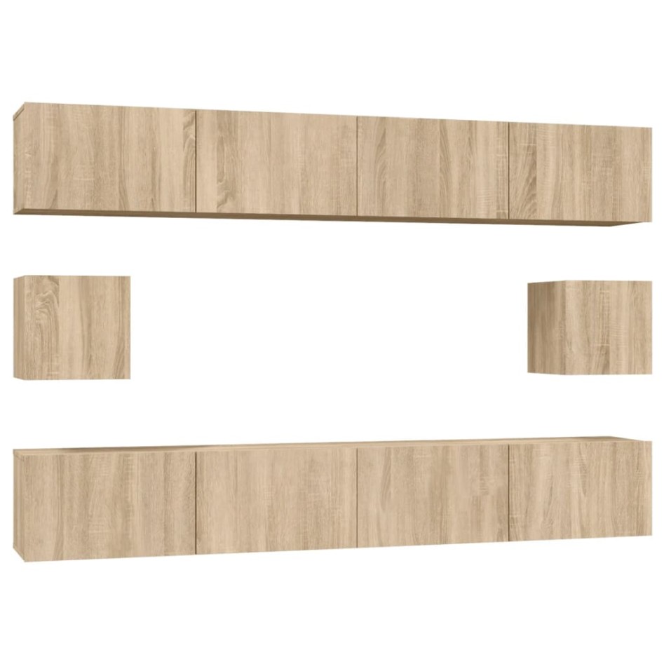 Set de muebles para TV 6 pzas madera contrachapada roble