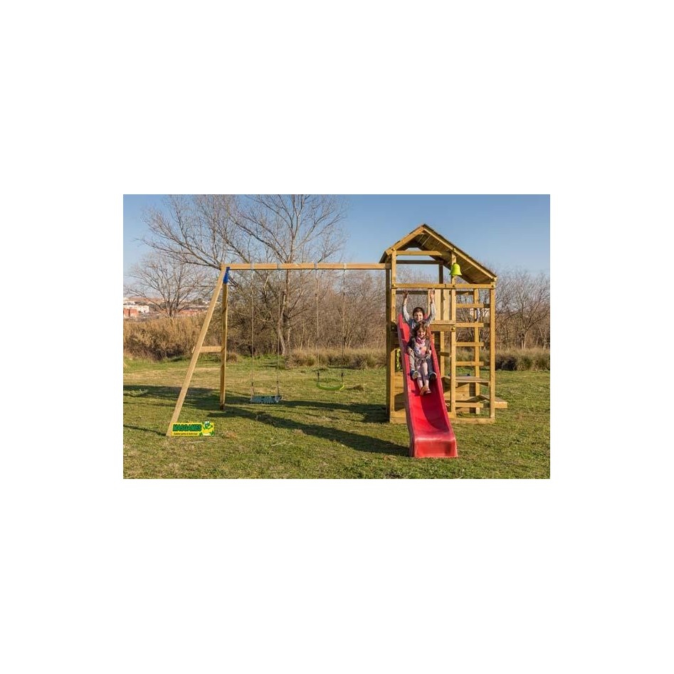 Parque Infantil Teide columpio doble y escalera mono