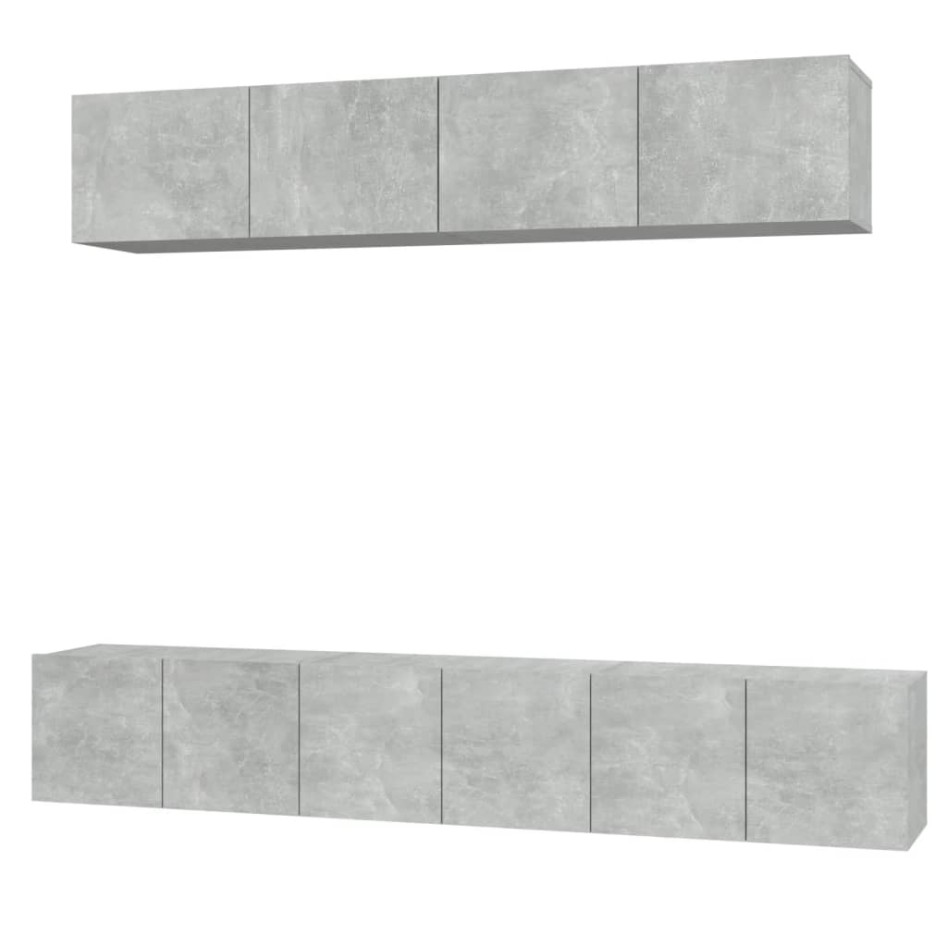 Set de muebles de TV 5 pzas madera contrachapada gris