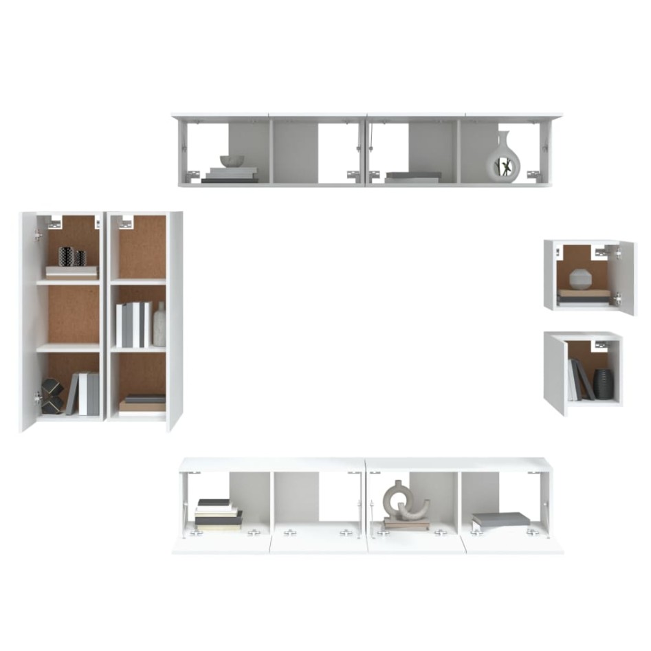 Set de muebles para TV 8 piezas madera contrachapada