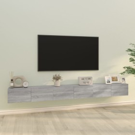 Set de muebles para TV 3 pzas madera contrachapada gris