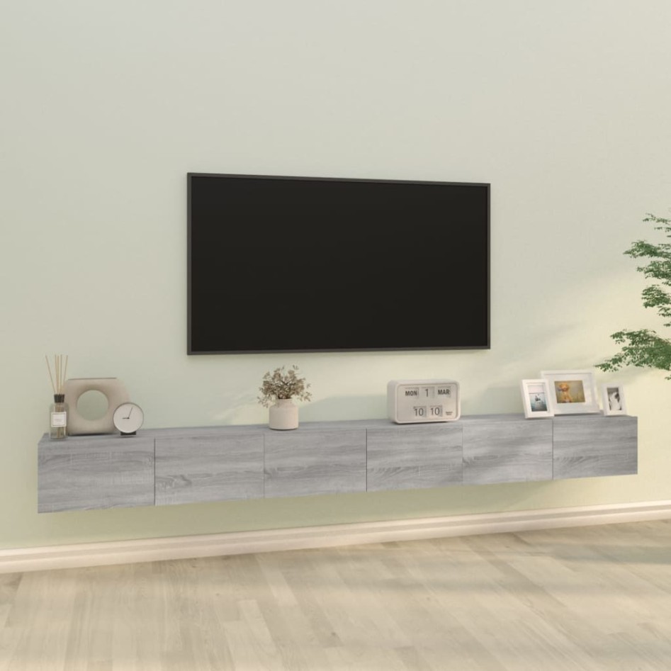 Set de muebles para TV 3 pzas madera contrachapada gris