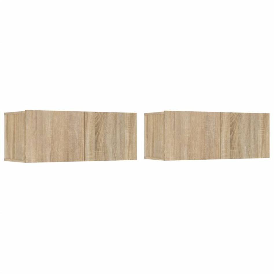 Set de muebles para TV 4 pzas madera contrachapada roble