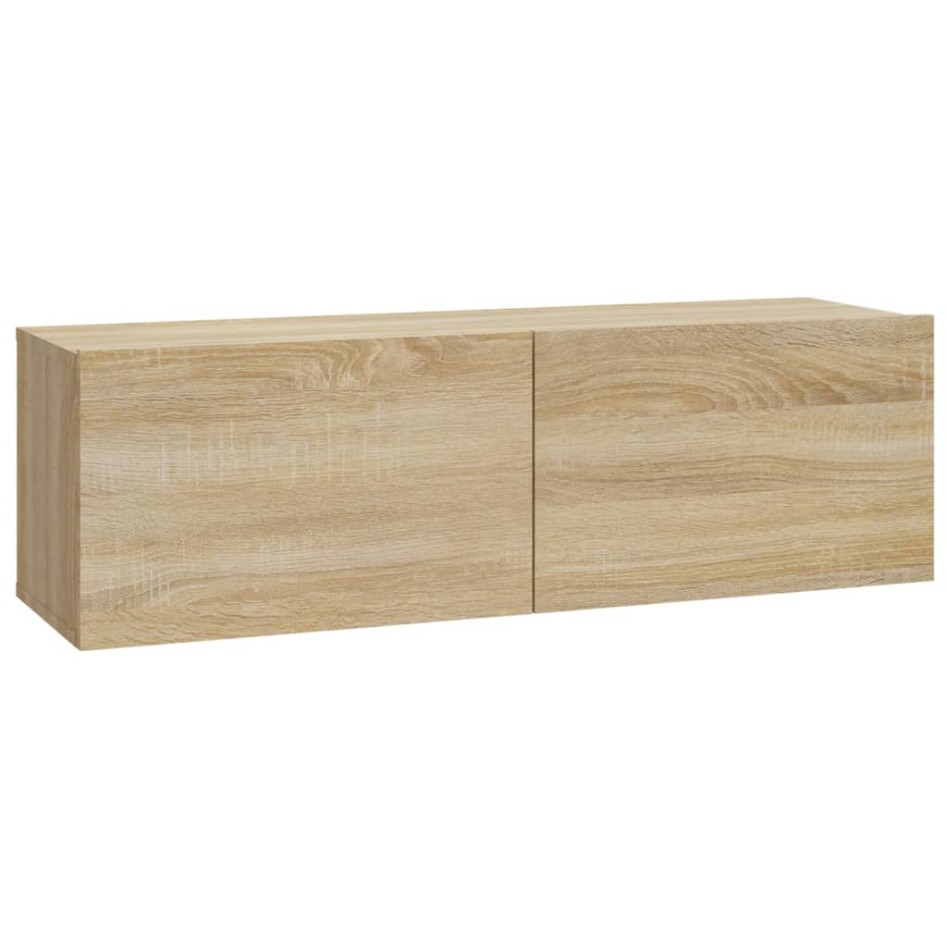 Set de muebles para TV 4 pzas madera contrachapada roble