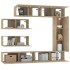 Set de muebles para TV 7 pzas madera contrachapada roble