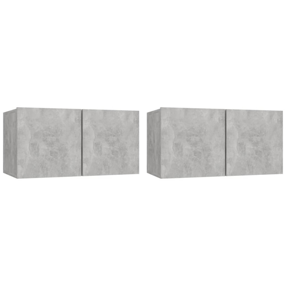 Set de muebles de TV 4 pzas madera contrachapada gris