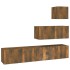 Set de muebles de TV 4 pzas madera contrachapada roble