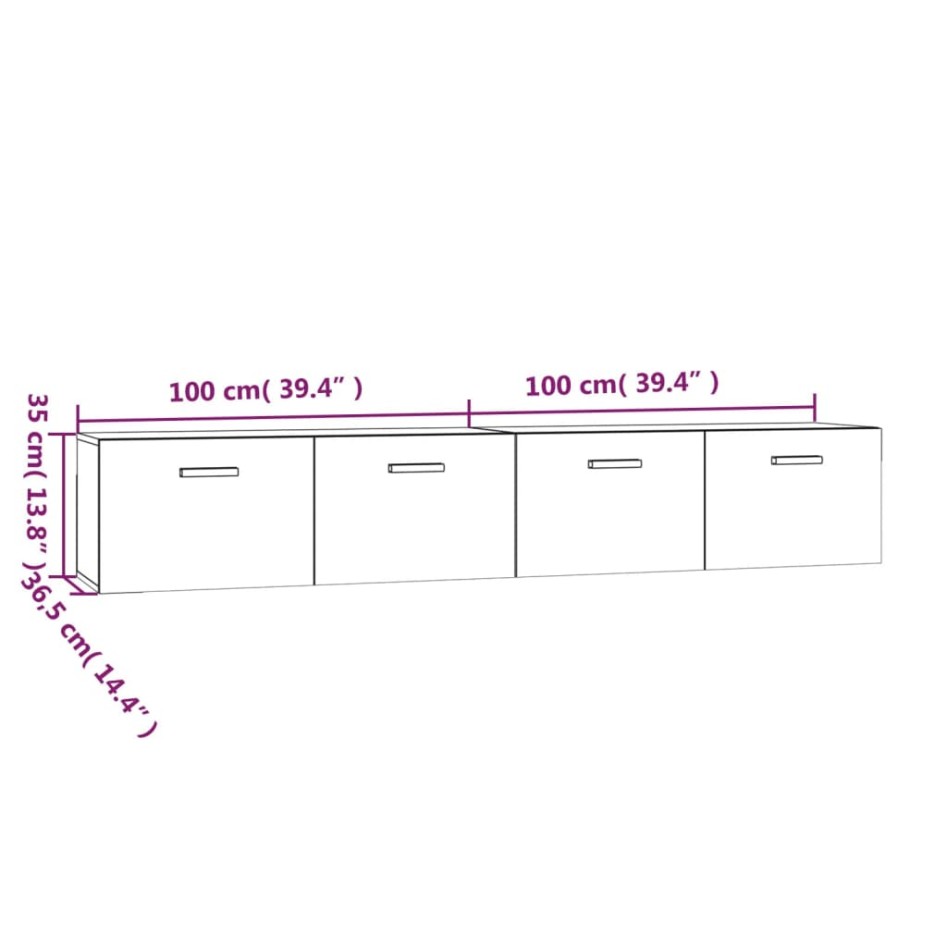 Armarios de pared 2 uds contrachapada blanco 100x36,5x35