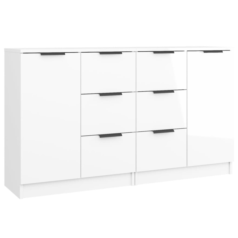Aparadores 2 uds madera contrachapada blanco brillo 60x30x70