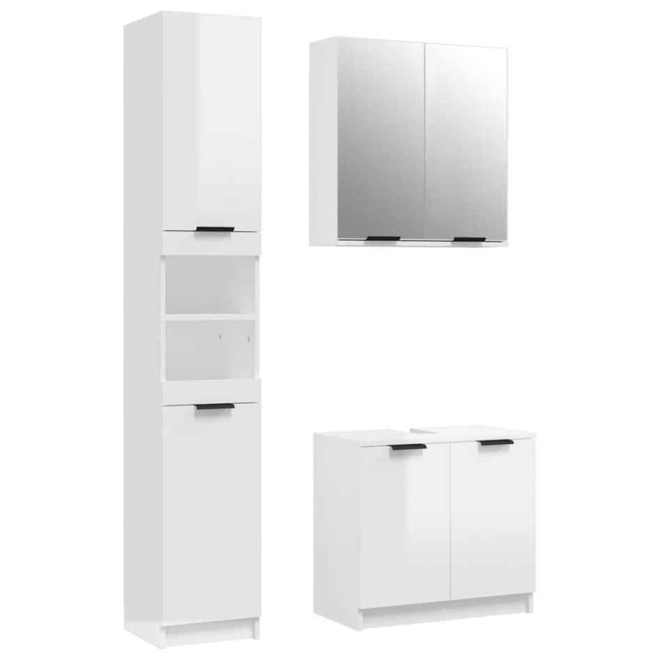 Set de muebles baño 3 pzas madera contrachapada blanco