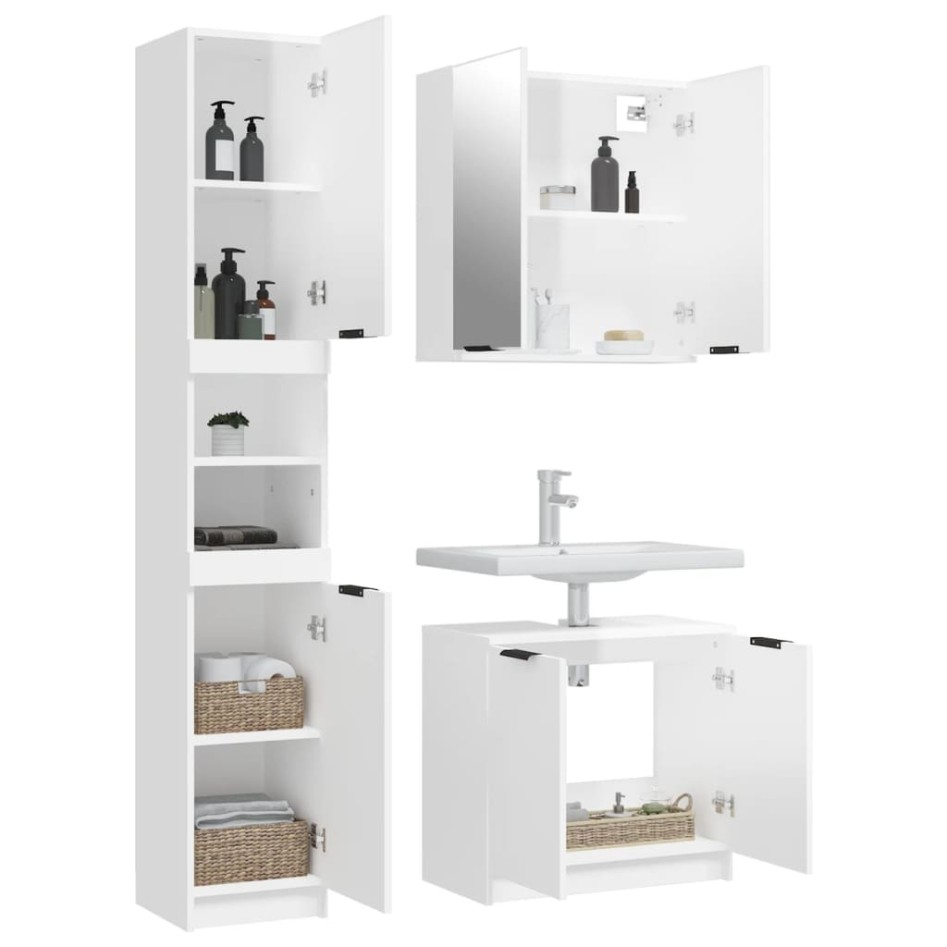 Set de muebles baño 3 pzas madera contrachapada blanco