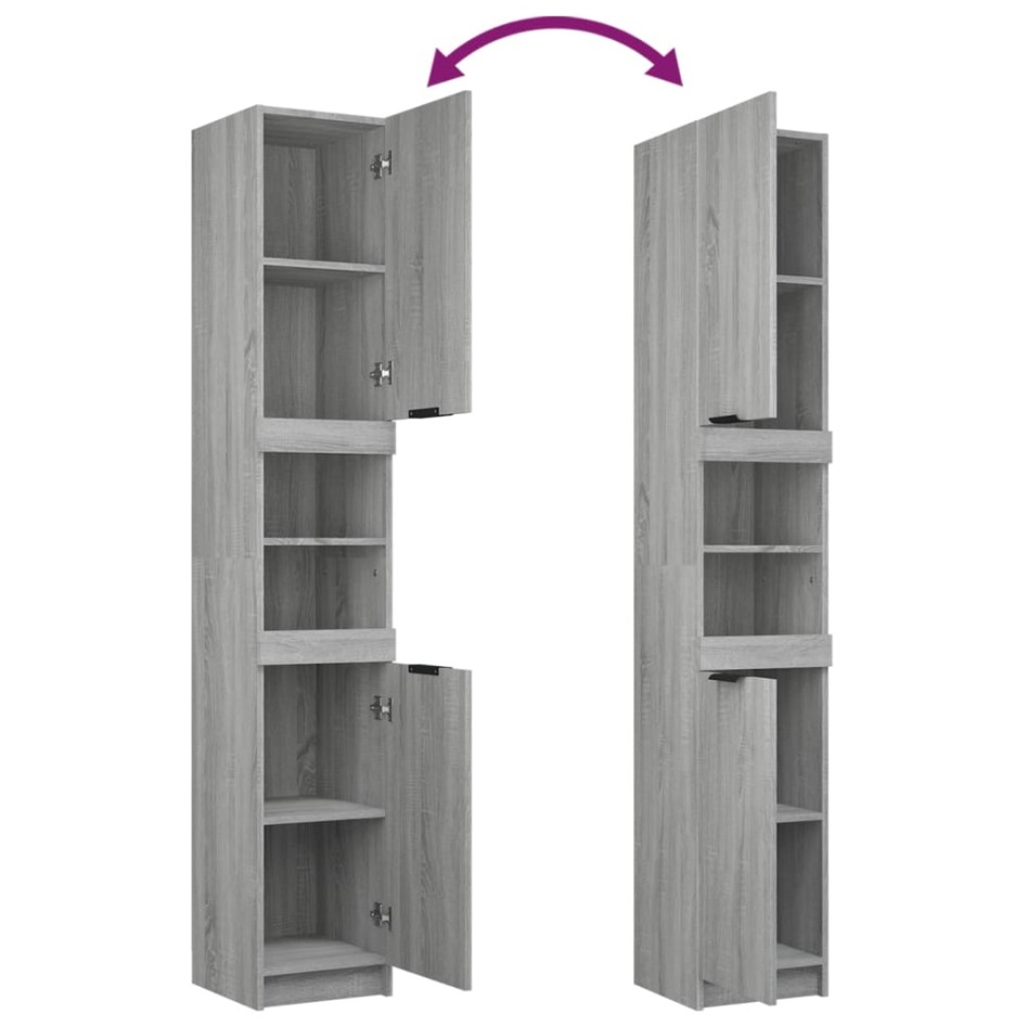 Set de muebles de baño 3 pzas madera contrachapada gris