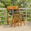 Juego muebles de bar de balcón 3 piezas madera maciza de acacia