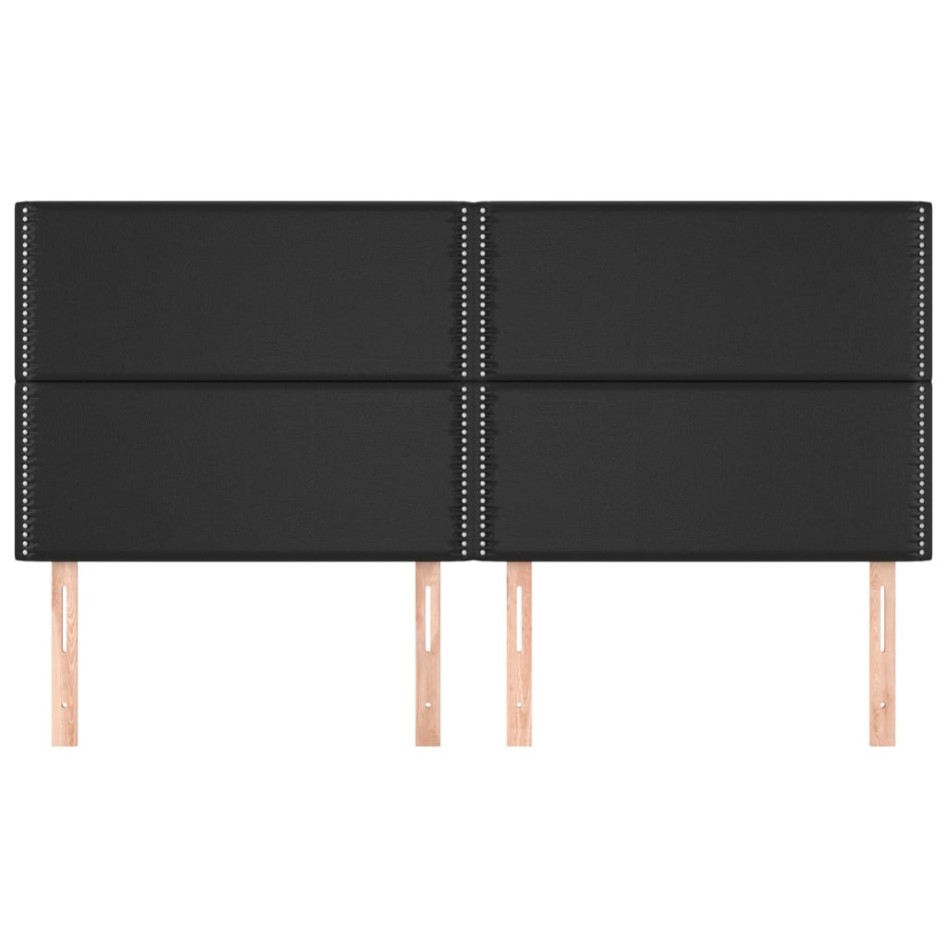 Cabeceros 4 unidades de cuero sintético negro 90x5x78/88