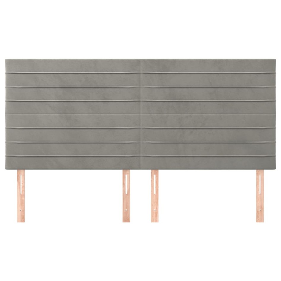 Cabeceros 4 unidades de terciopelo gris claro 100x5x78/88