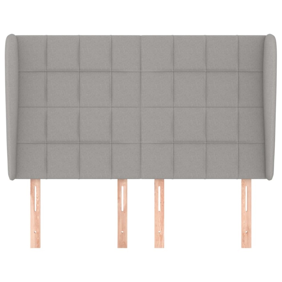 Cabecero con orejas de tela gris claro 147x23x118/128