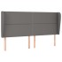 Cabecero con orejas cuero sintético gris 203x23x118/128