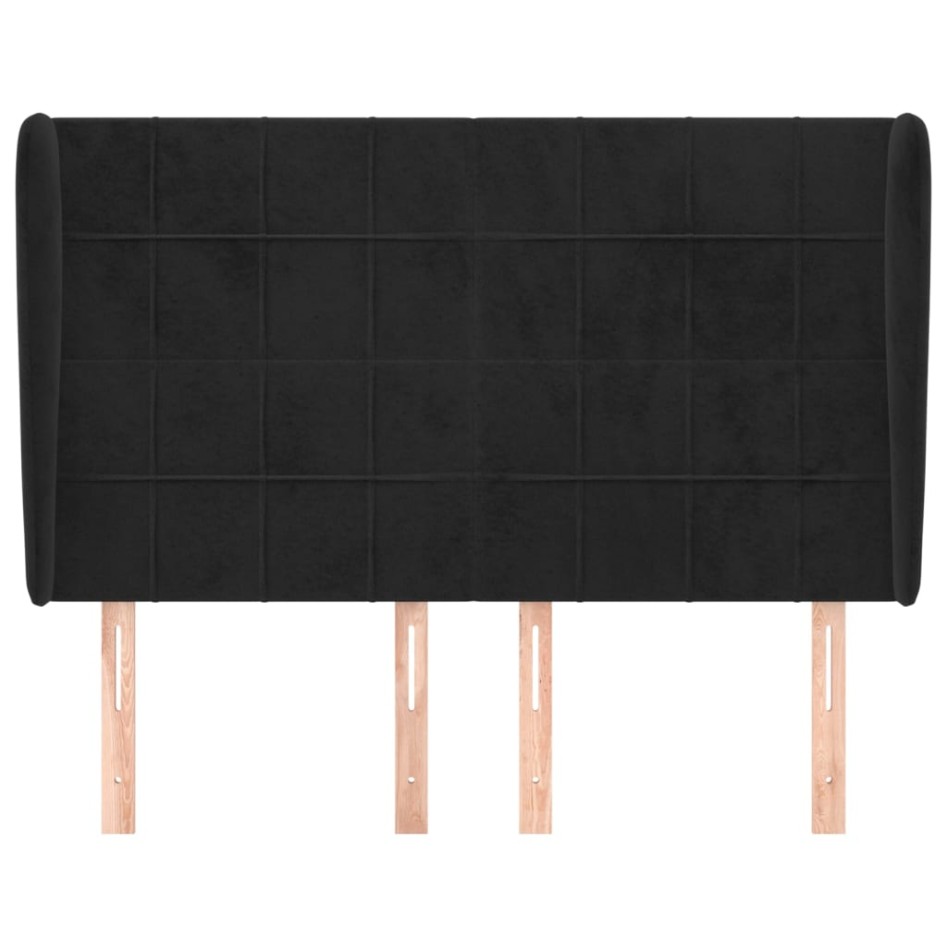 Cabecero con orejas de terciopelo negro 147x23x118/128