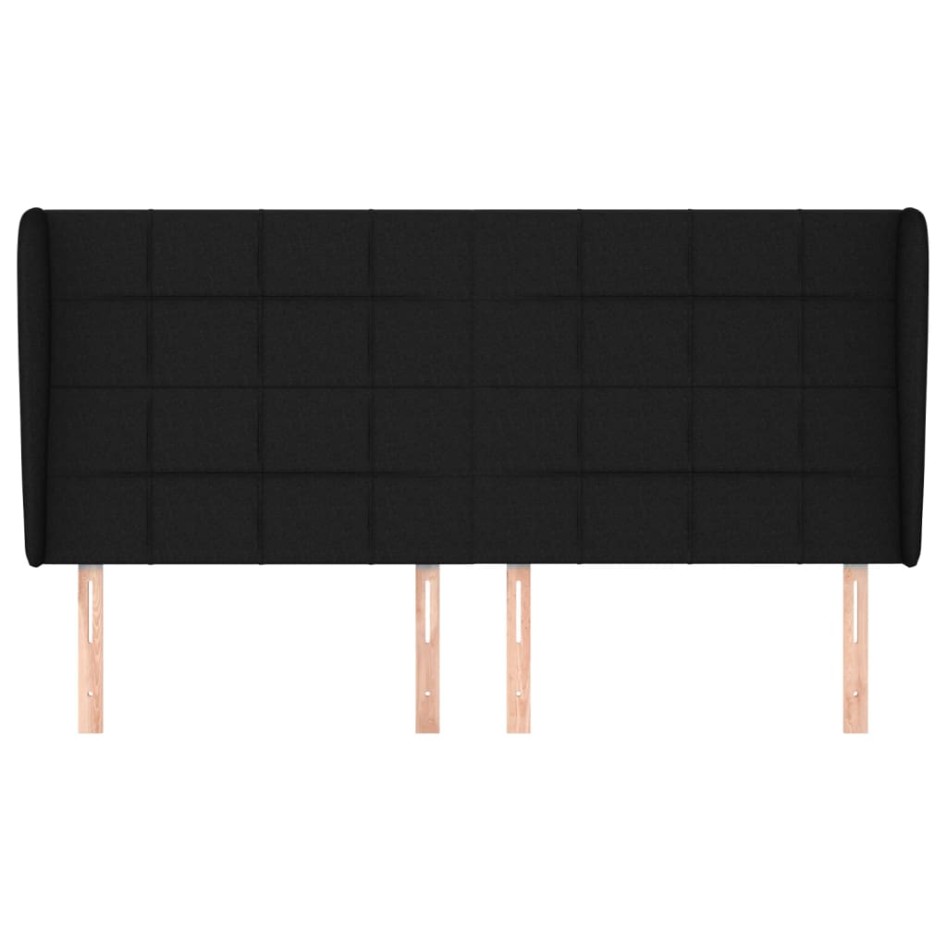 Cabecero con orejas de tela negro 203x23x118/128