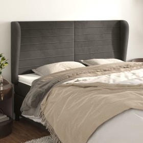 Cabecero con orejas de terciopelo gris oscuro 183x23x118/128