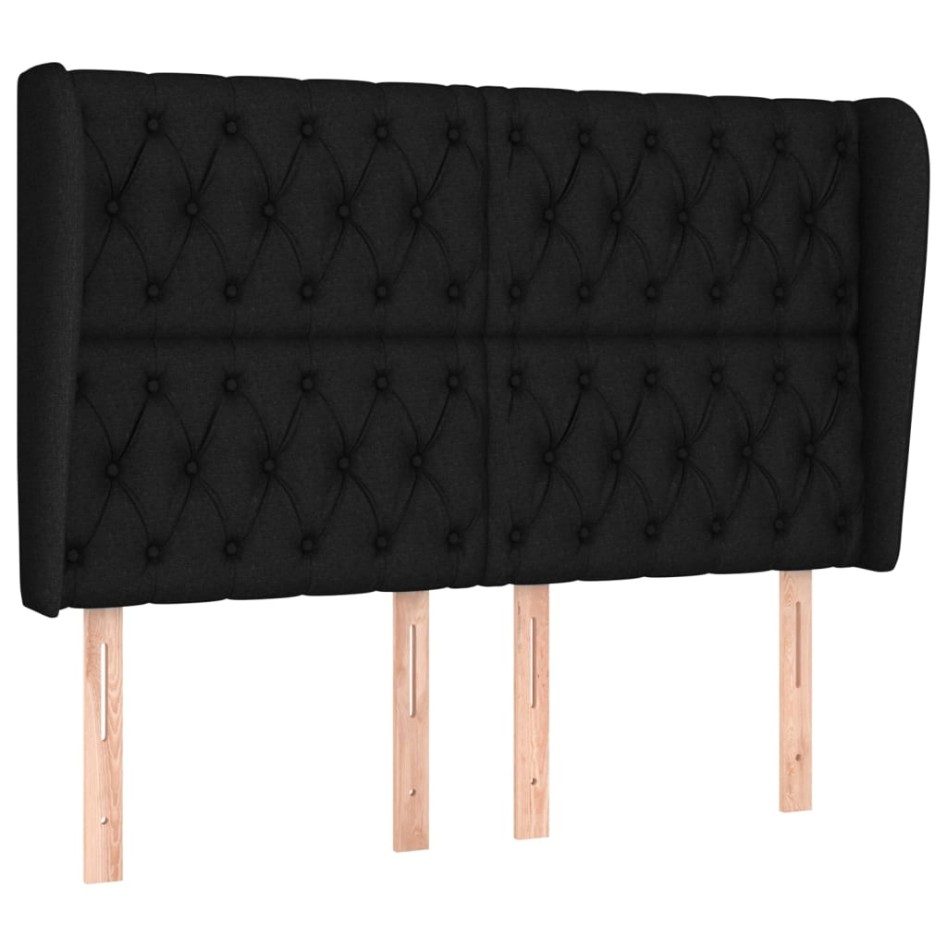 Cabecero con orejas de tela negro 163x23x118/128