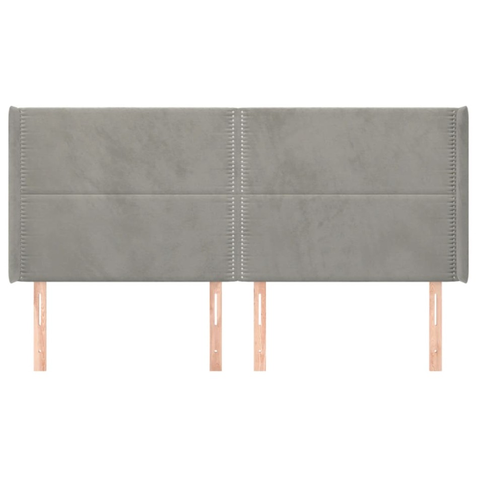 Cabecero con orejas de terciopelo gris claro 163x16x118/128