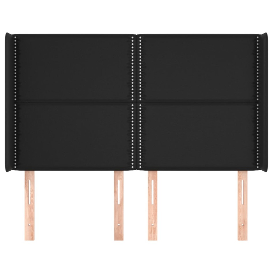 Cabecero con orejas de cuero sintético negro 147x16x118/128