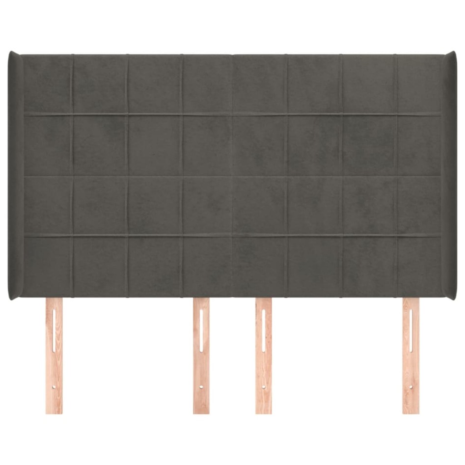 Cabecero con orejas de terciopelo gris oscuro 147x16x118/128