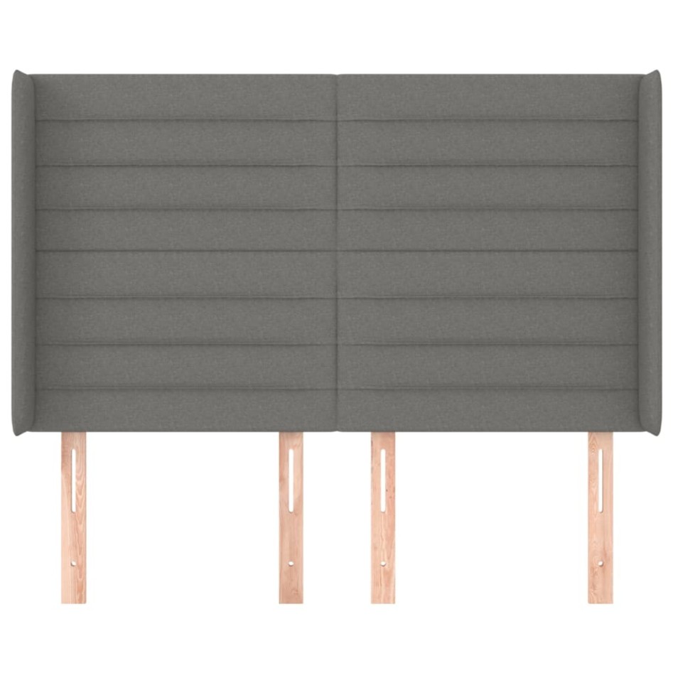Cabecero con orejas de tela gris oscuro 147x16x118/128