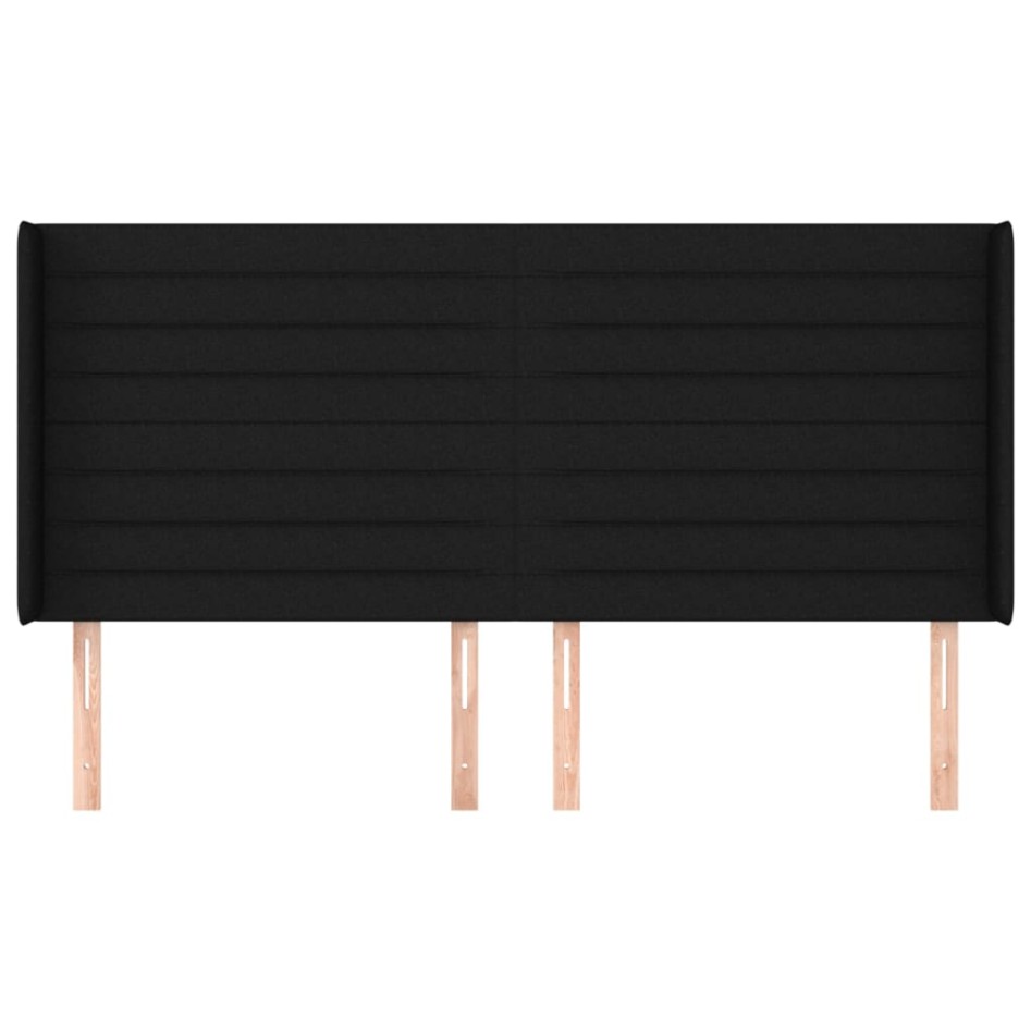 Cabecero con orejas de tela negro 203x16x118/128